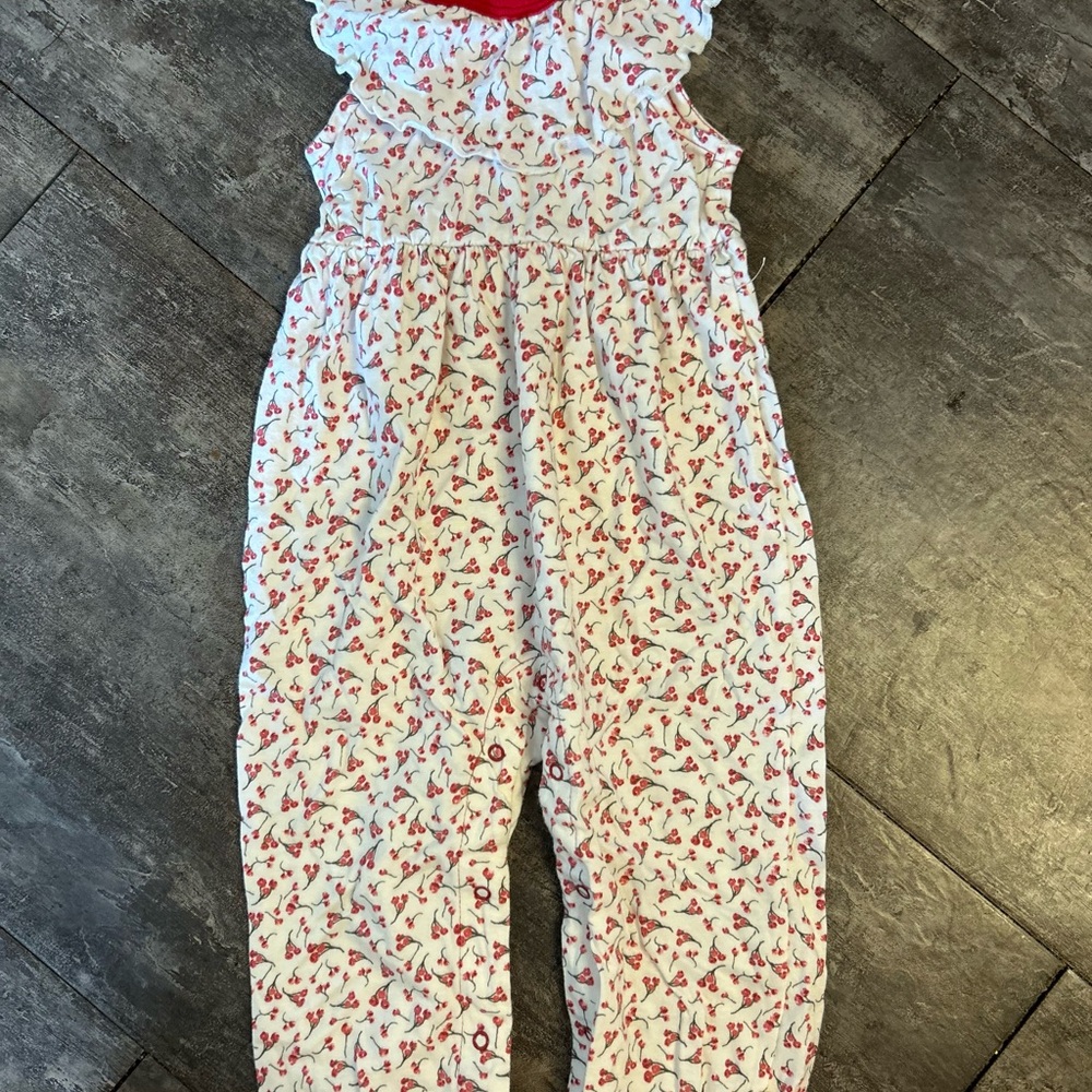 Cherry Print Burts Bees Baby Jumpsuit